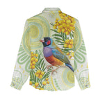 Gouldian Finch Golden Wattle Australia Women Casual Shirt Aboriginal Watercolor Style
