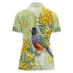 Gouldian Finch Golden Wattle Australia Women Polo Shirt Aboriginal Watercolor Style