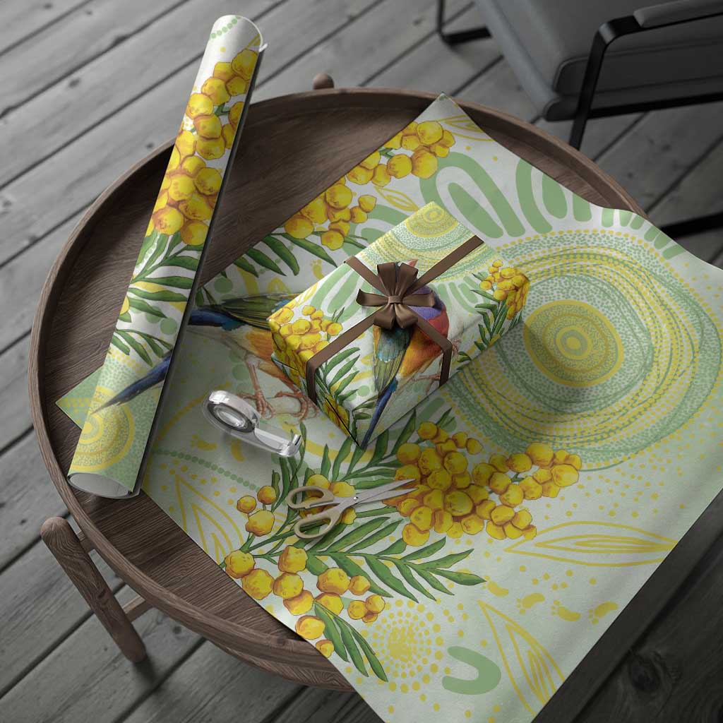 Gouldian Finch Golden Wattle Australia Wrapping Paper Aboriginal Watercolor Style - Aussie Hoodie