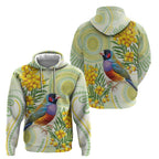 Gouldian Finch Golden Wattle Australia Zip Hoodie Aboriginal Watercolor Style