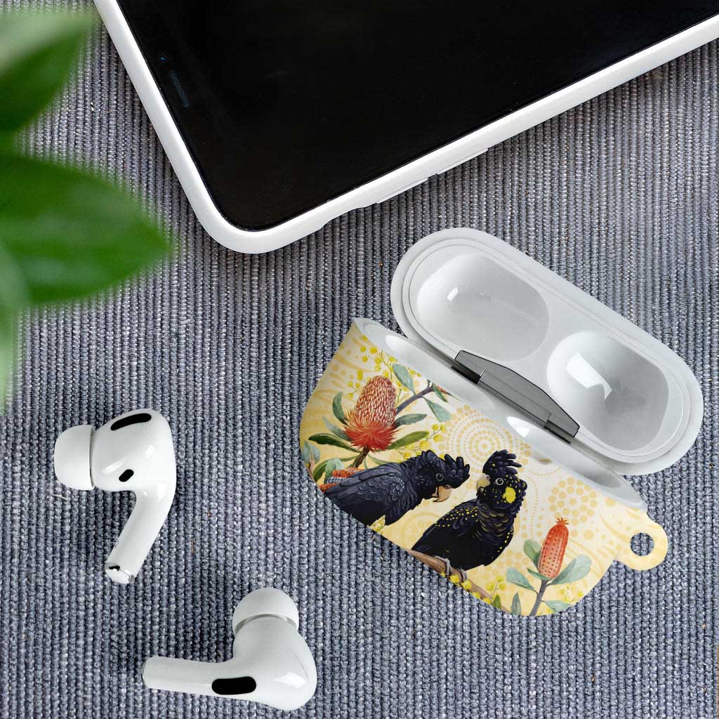 Black Cockatoo Banksia Australia AirPods Case Aboriginal Art - Aussie Hoodie