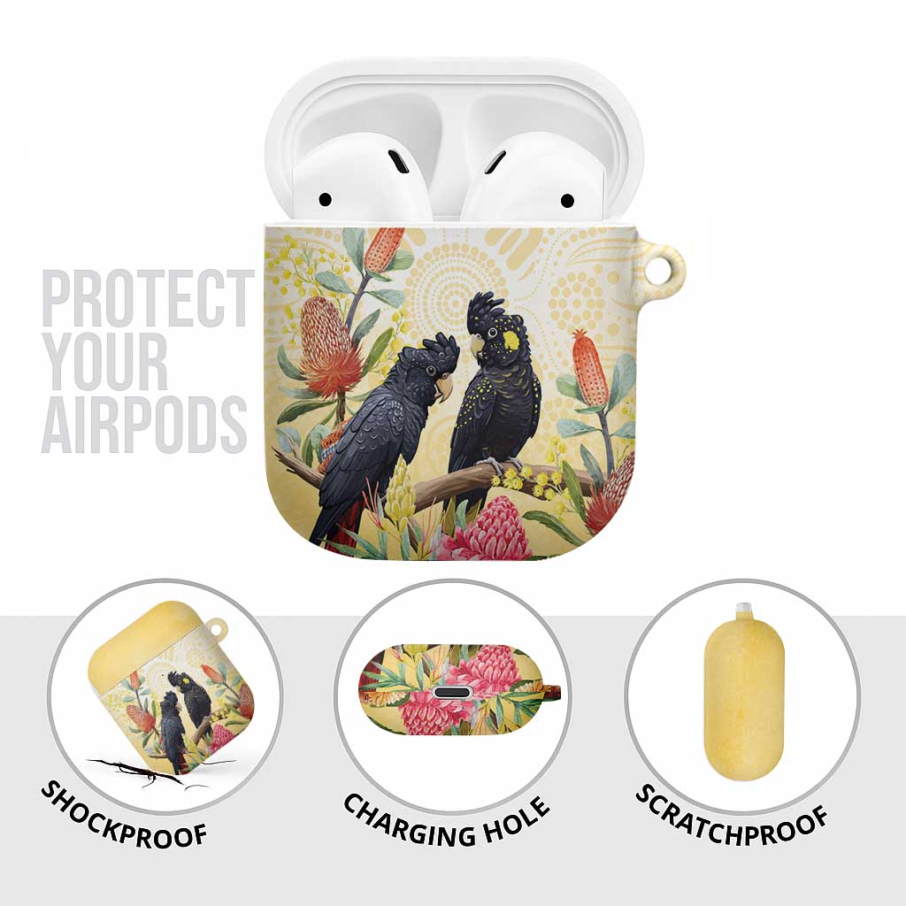 Black Cockatoo Banksia Australia AirPods Case Aboriginal Art - Aussie Hoodie