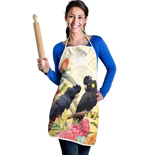 Black Cockatoo Banksia Australia Apron Aboriginal Art - Aussie Hoodie