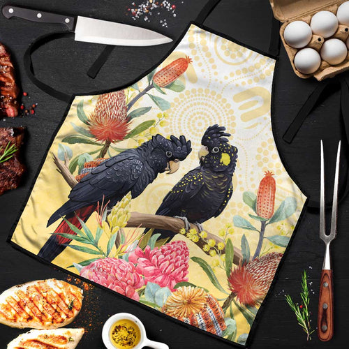 Black Cockatoo Banksia Australia Apron Aboriginal Art - Aussie Hoodie