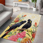 Black Cockatoo Banksia Australia Area Rug Aboriginal Art