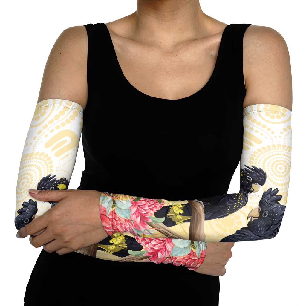 Black Cockatoo Banksia Australia Arm Sleeves Aboriginal Art - Aussie Hoodie
