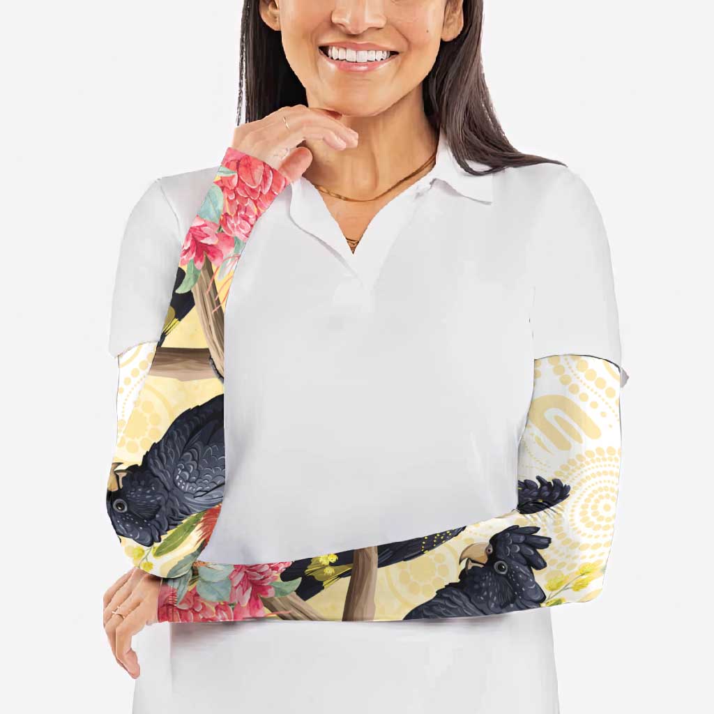 Black Cockatoo Banksia Australia Arm Sleeves Aboriginal Art - Aussie Hoodie