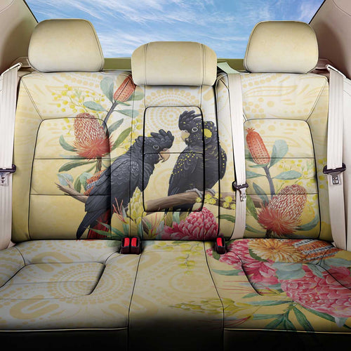 Black Cockatoo Banksia Australia Back Car Seat Cover Aboriginal Art