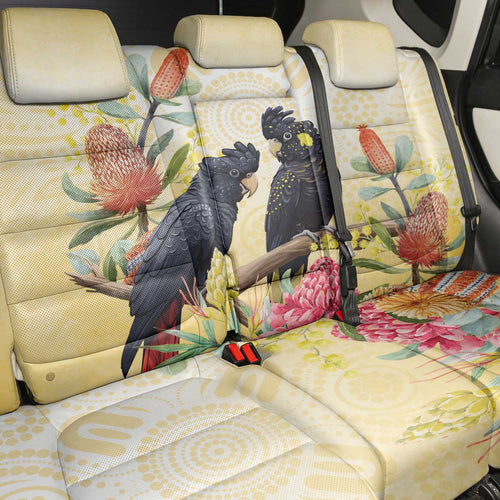 Black Cockatoo Banksia Australia Back Car Seat Cover Aboriginal Art