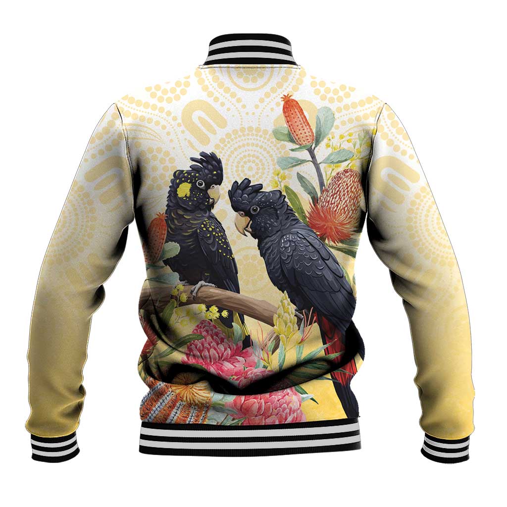 Black Cockatoo Banksia Australia Baseball Jacket Aboriginal Art