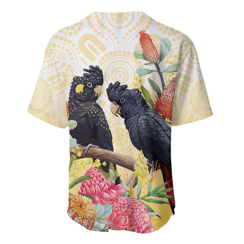 Black Cockatoo Banksia Australia Baseball Jersey Aboriginal Art