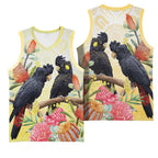 Black Cockatoo Banksia Australia Basketball Jersey Aboriginal Art - Aussie Hoodie