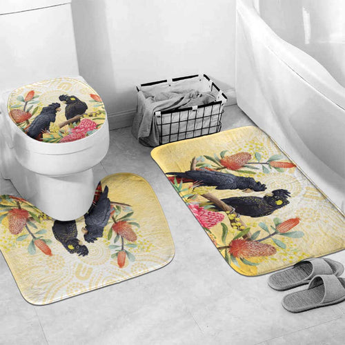 Black Cockatoo Banksia Australia Bathroom Set Aboriginal Art - Aussie Hoodie