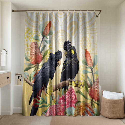 Black Cockatoo Banksia Australia Bathroom Set Aboriginal Art - Aussie Hoodie