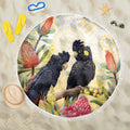 Black Cockatoo Banksia Australia Beach Blanket Aboriginal Art