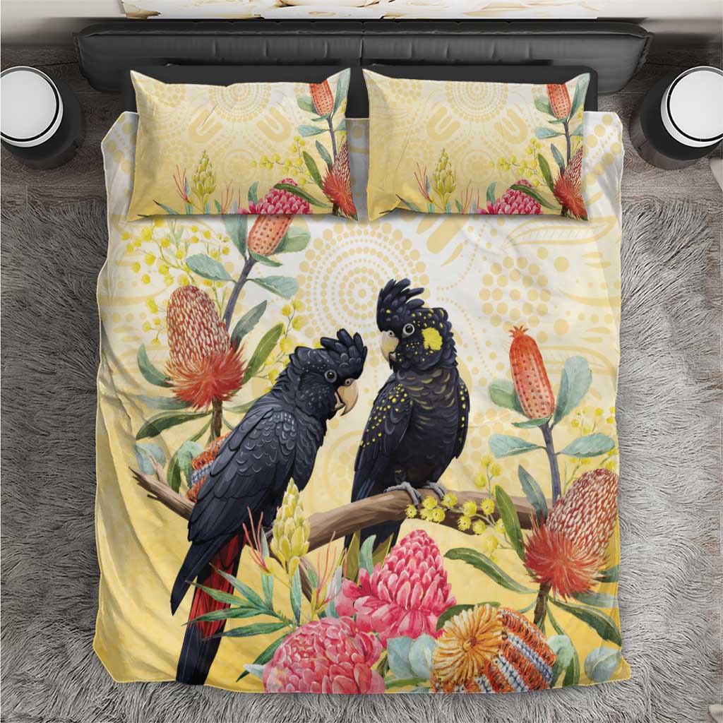 Black Cockatoo Banksia Australia Bedding Set Aboriginal Art