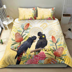 Black Cockatoo Banksia Australia Bedding Set Aboriginal Art