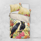 Black Cockatoo Banksia Australia Bedding Set Aboriginal Art