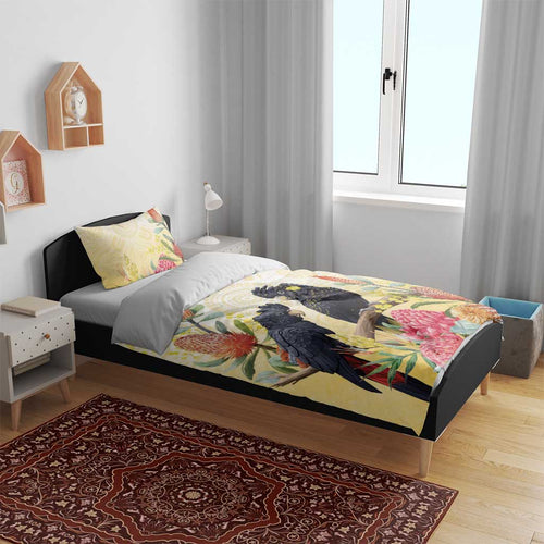 Black Cockatoo Banksia Australia Bedding Set Aboriginal Art