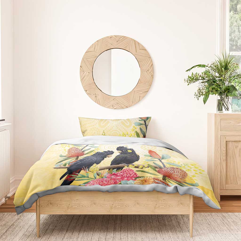 Black Cockatoo Banksia Australia Bedding Set Aboriginal Art
