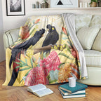 Black Cockatoo Banksia Australia Blanket Aboriginal Art
