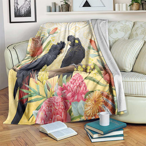 Black Cockatoo Banksia Australia Blanket Aboriginal Art