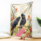 Black Cockatoo Banksia Australia Blanket Aboriginal Art
