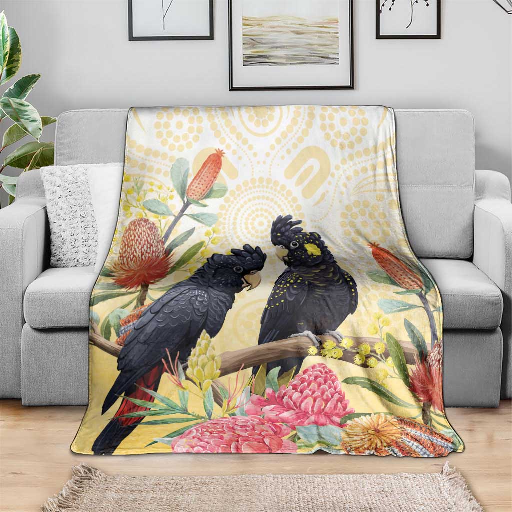 Black Cockatoo Banksia Australia Blanket Aboriginal Art