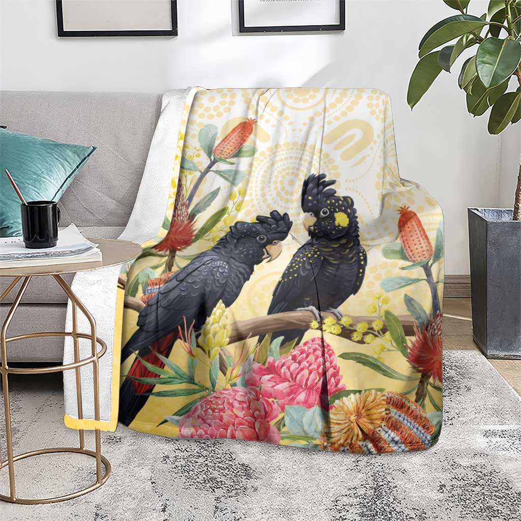 Black Cockatoo Banksia Australia Blanket Aboriginal Art