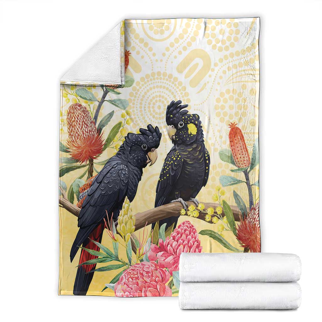 Black Cockatoo Banksia Australia Blanket Aboriginal Art