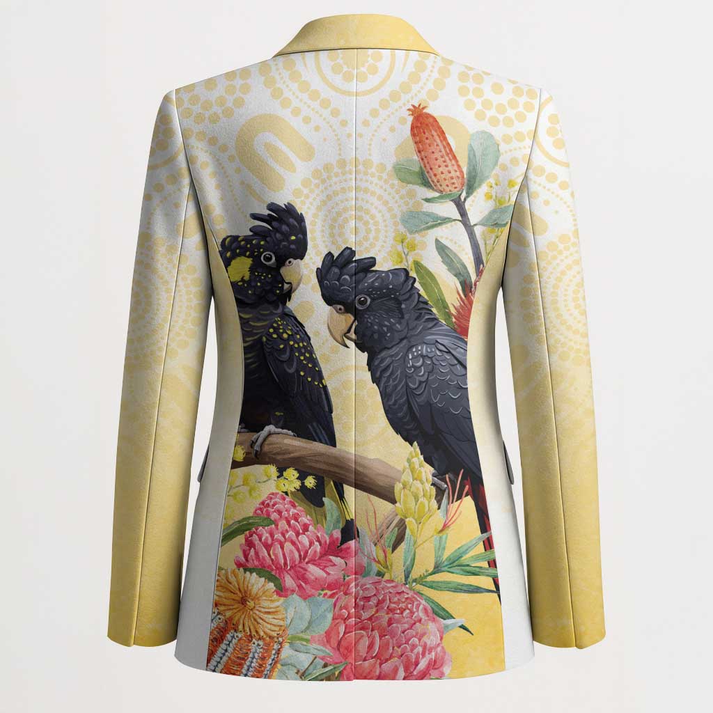 Black Cockatoo Banksia Australia Blazer Aboriginal Art - Aussie Hoodie