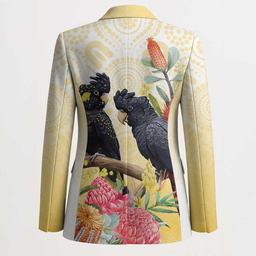 Black Cockatoo Banksia Australia Blazer Aboriginal Art - Aussie Hoodie