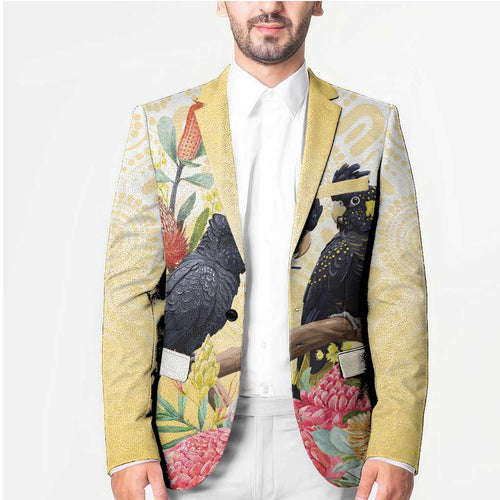 Black Cockatoo Banksia Australia Blazer Aboriginal Art - Aussie Hoodie
