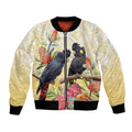 Black Cockatoo Banksia Australia Bomber Jacket Aboriginal Art