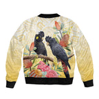 Black Cockatoo Banksia Australia Bomber Jacket Aboriginal Art