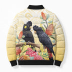 Black Cockatoo Banksia Australia Bomber Puffer Jacket Aboriginal Art - Aussie Hoodie