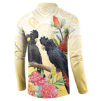 Black Cockatoo Banksia Australia Button Sweatshirt Aboriginal Art