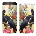 Black Cockatoo Banksia Australia 4 in 1 Can Cooler Tumbler Aboriginal Art