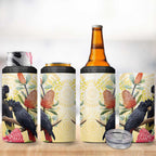 Black Cockatoo Banksia Australia 4 in 1 Can Cooler Tumbler Aboriginal Art