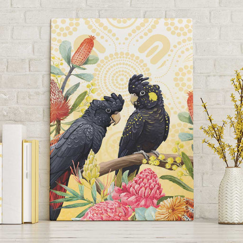 Black Cockatoo Banksia Australia Canvas Wall Art Aboriginal Art