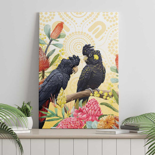 Black Cockatoo Banksia Australia Canvas Wall Art Aboriginal Art