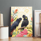 Black Cockatoo Banksia Australia Canvas Wall Art Aboriginal Art