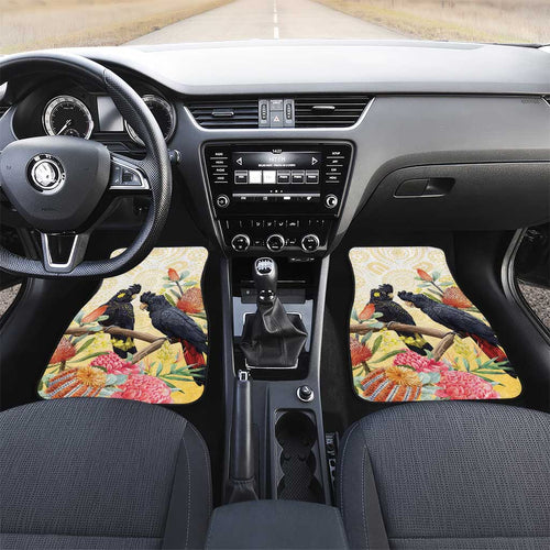 Black Cockatoo Banksia Australia Car Mats Aboriginal Art