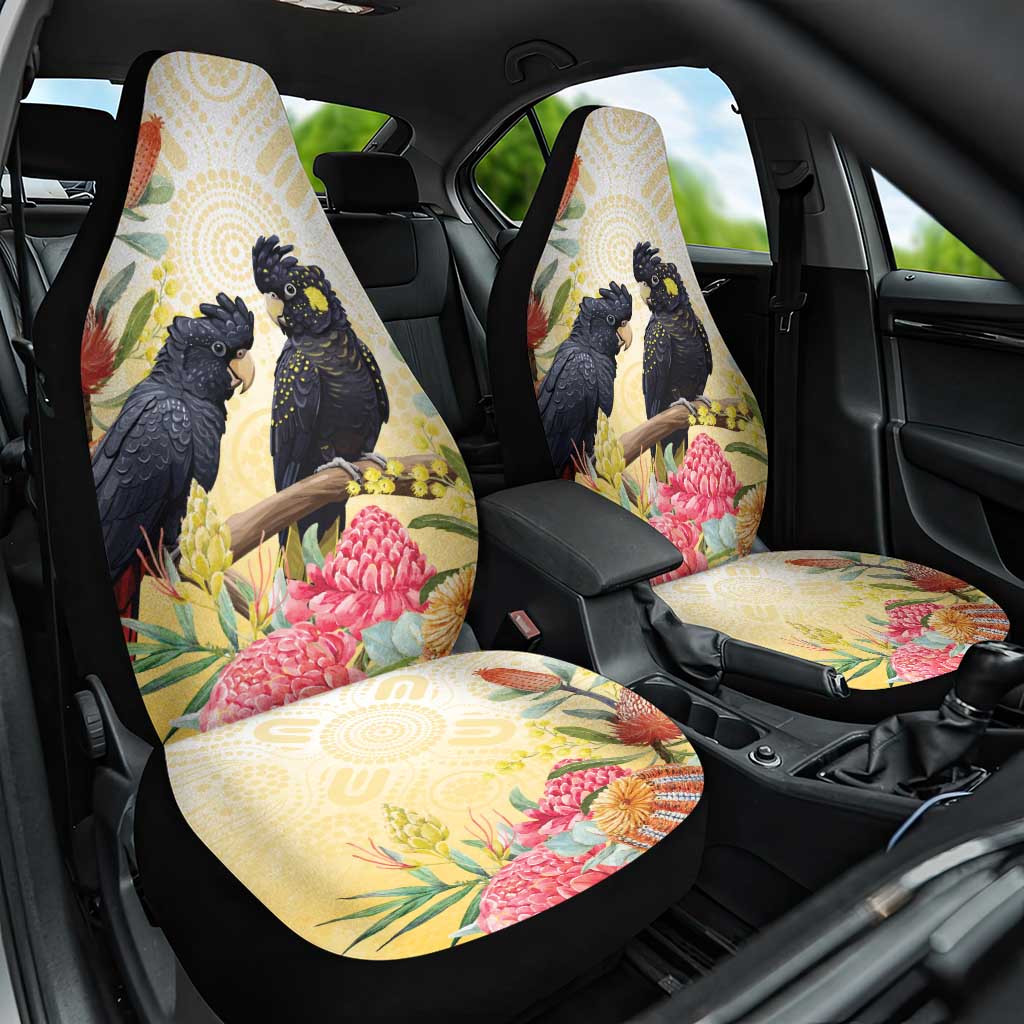 Black Cockatoo Banksia Australia Car Seat Cover Aboriginal Art