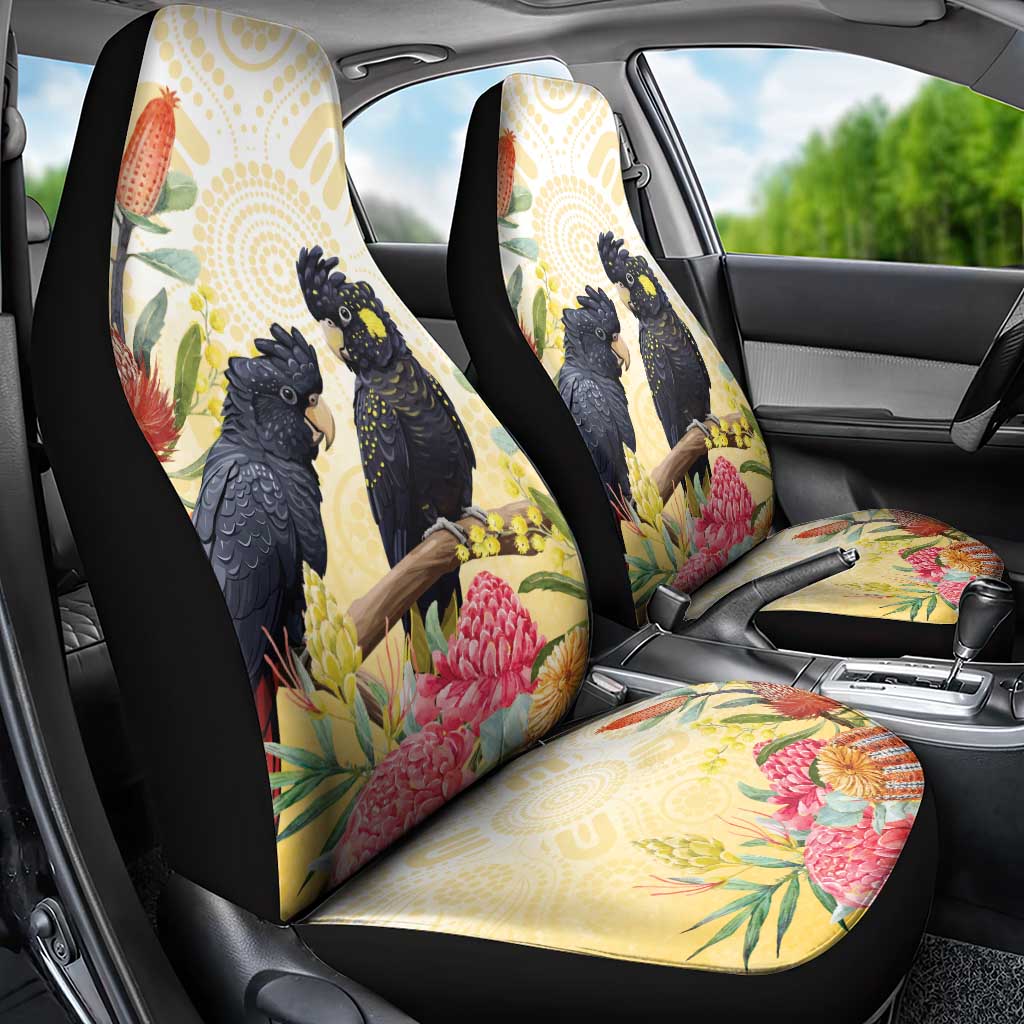 Black Cockatoo Banksia Australia Car Seat Cover Aboriginal Art