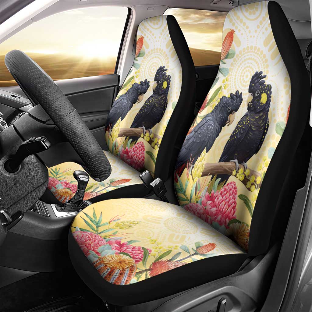 Black Cockatoo Banksia Australia Car Seat Cover Aboriginal Art