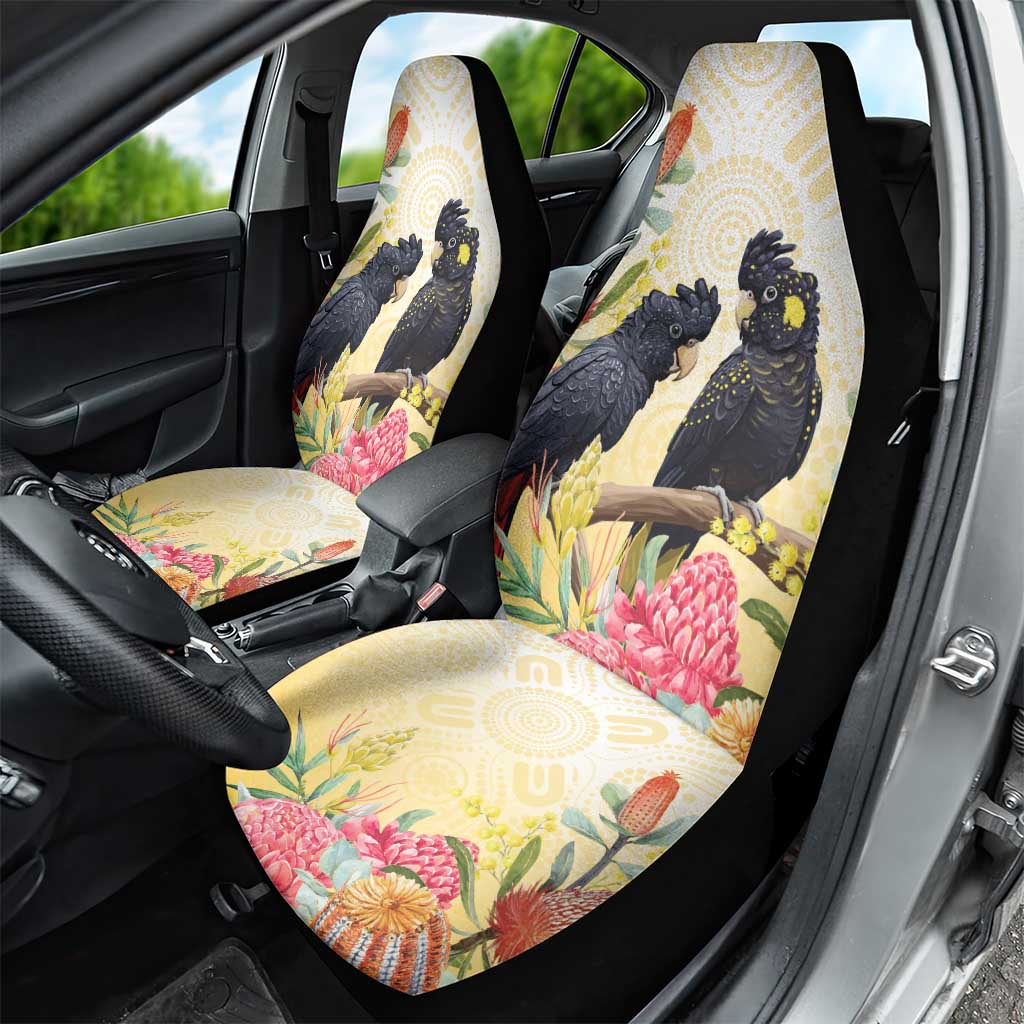 Black Cockatoo Banksia Australia Car Seat Cover Aboriginal Art