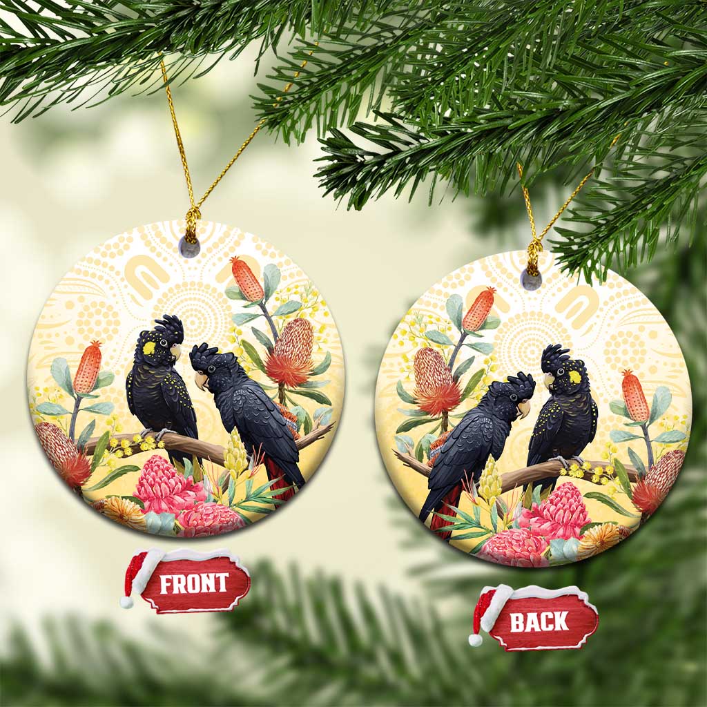 Black Cockatoo Banksia Australia Ceramic Ornament Aboriginal Art - Aussie Hoodie
