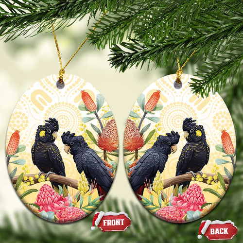 Black Cockatoo Banksia Australia Ceramic Ornament Aboriginal Art - Aussie Hoodie