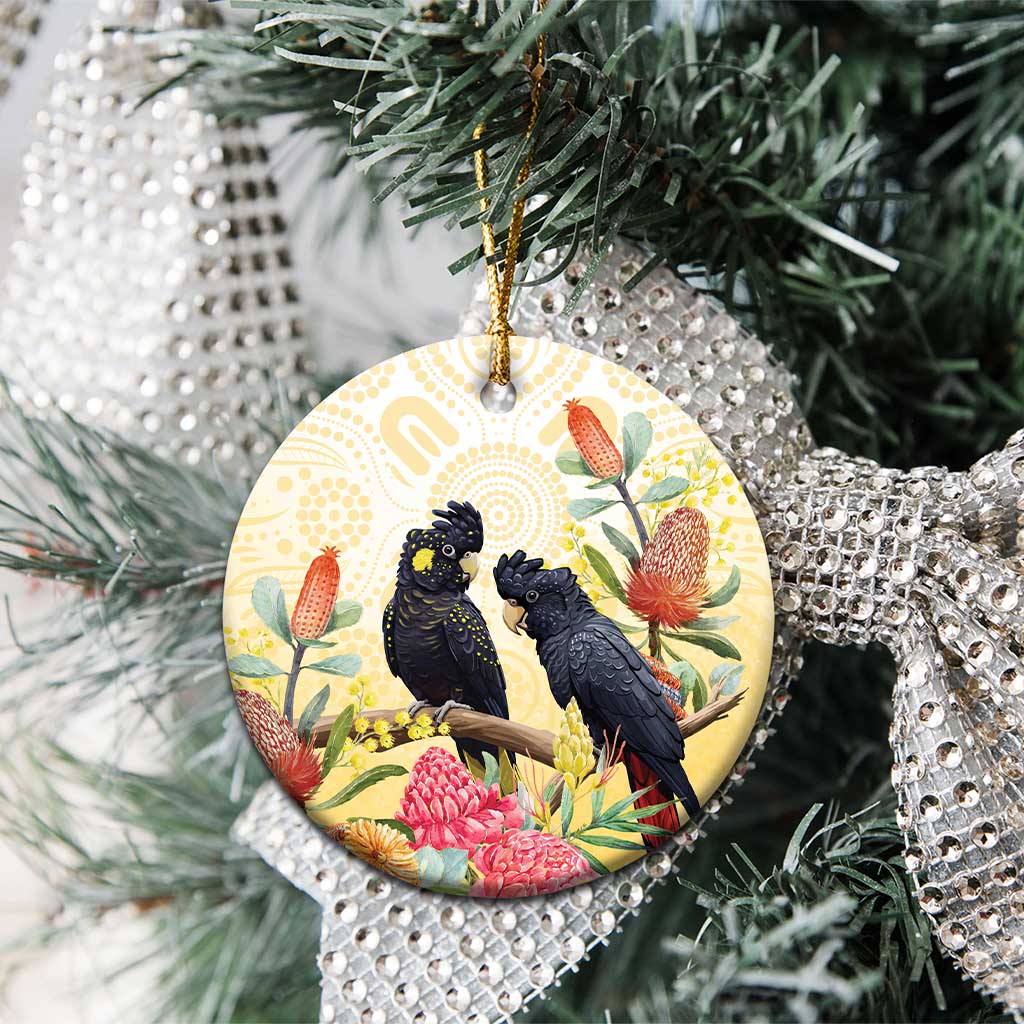 Black Cockatoo Banksia Australia Ceramic Ornament Aboriginal Art - Aussie Hoodie